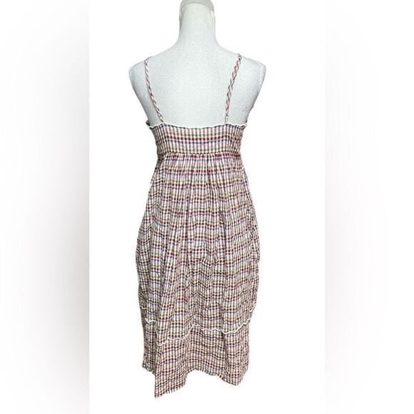 Madewell Rainbow Gingham Scalloped Midi Dress 4 - Picture 4 of 6